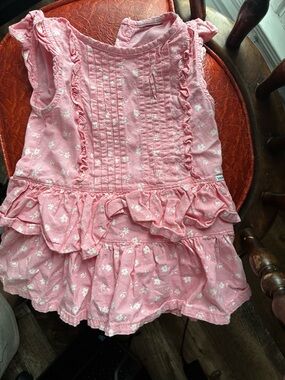 Calvin Klein Pink and White Floral Ruffle Dress Top